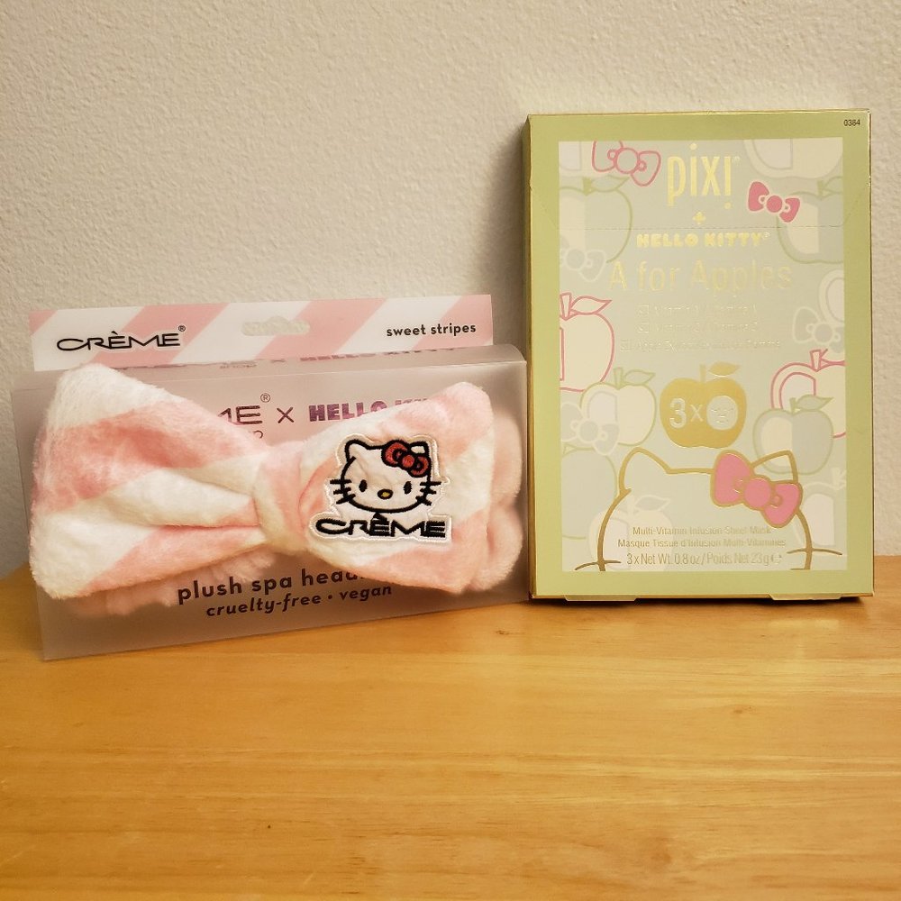 Crème Shop x Hello Kitty Plush Spa Headband + Pixi + Hello Kitty A For Apples